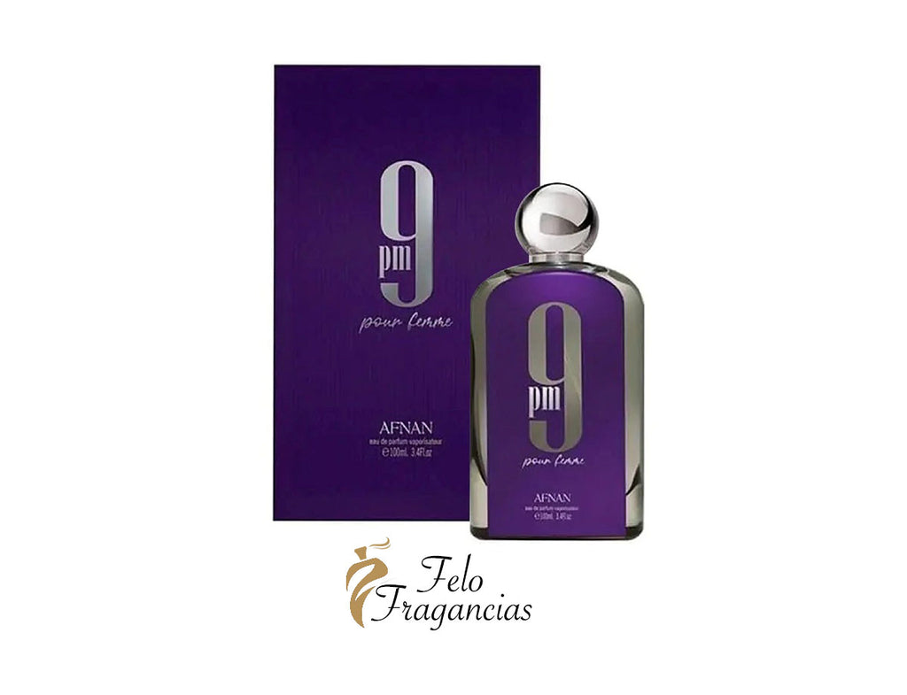 9 PM Pour Femme eau de parfum 100ml bottle with purple box, silver cap