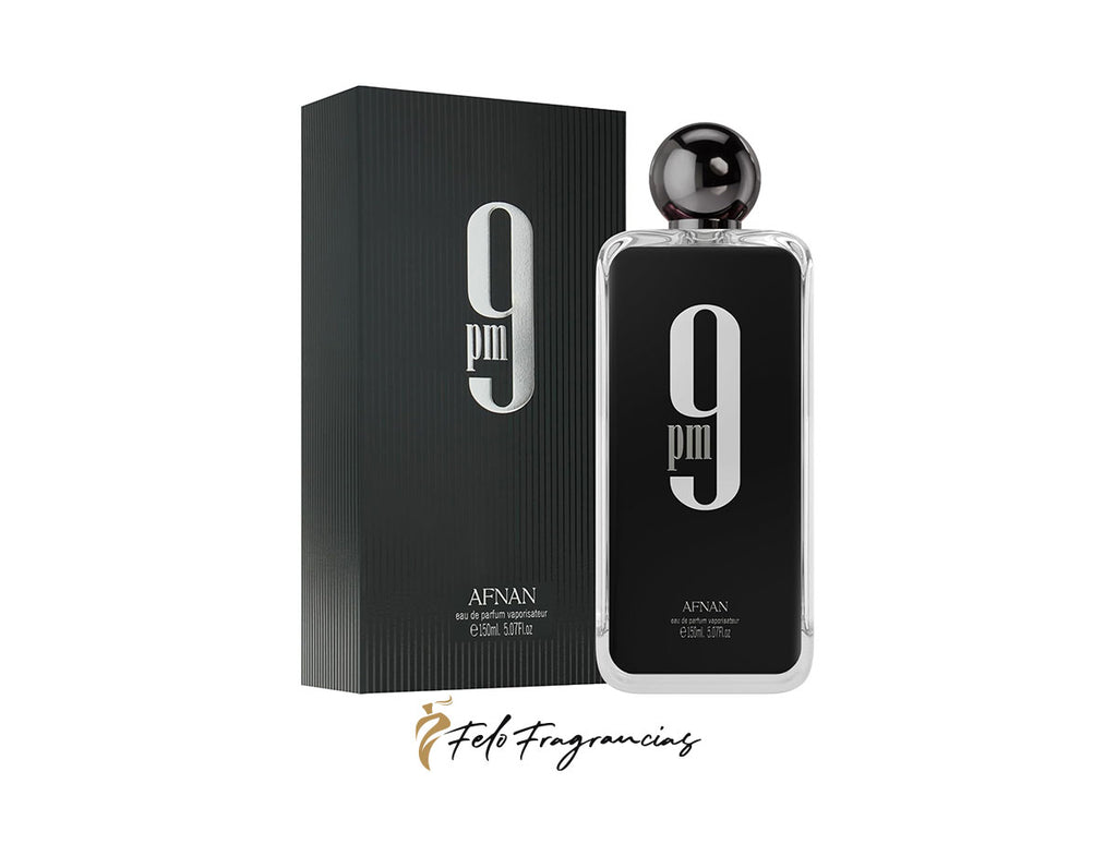 9 PM Men eau de parfum 100ml bottle with matching black box and silver cap