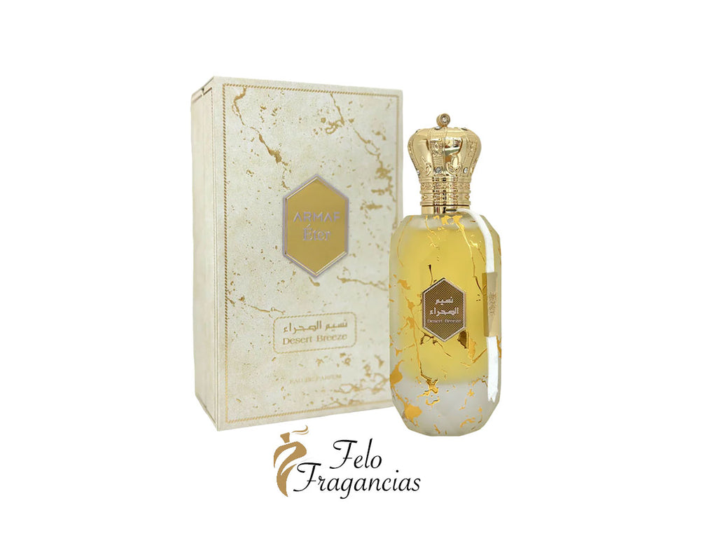 Eter Desert Breeze eau de parfum bottle with gold cap and box, 100ml