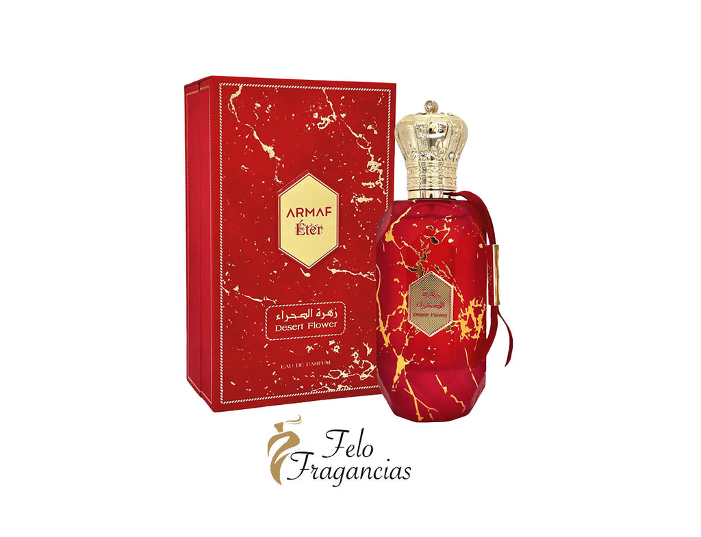 Armaf Eter Desert Flower 100ml EDP bottle with red box, gold crown cap