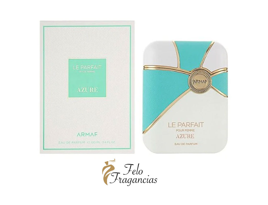 Le Parfait Azure women’s eau de parfum set: turquoise bottle with gold cross detail, box
