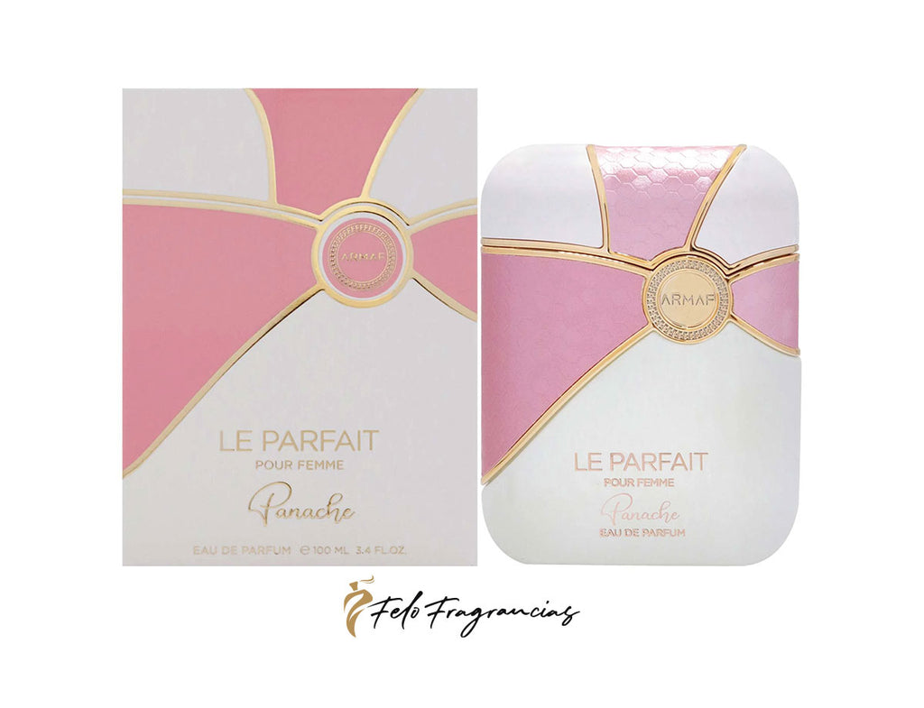 Le Parfait Panache women’s eau de parfum 100ml, boxed with gold emblem and pink accents
