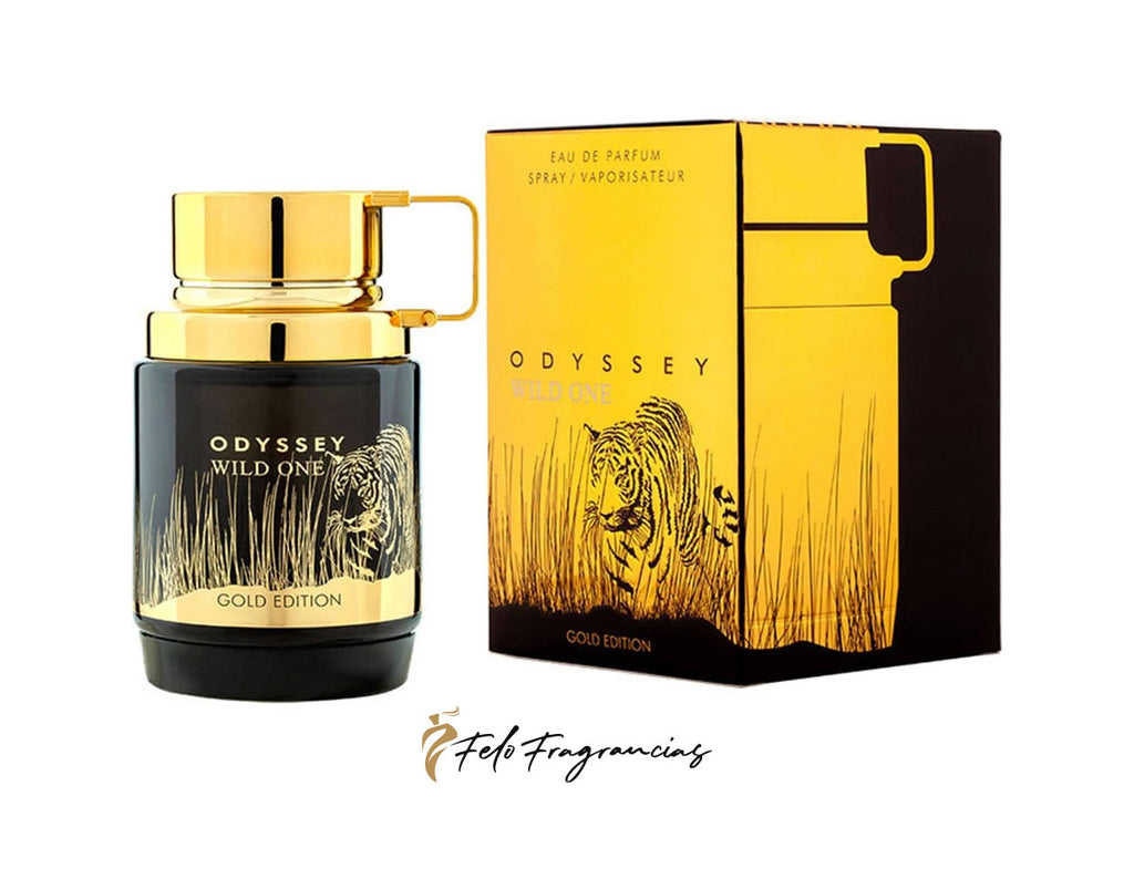 Odyssey Wild One Gold Edition eau de parfum 100ml bottle with gold cap and matching box