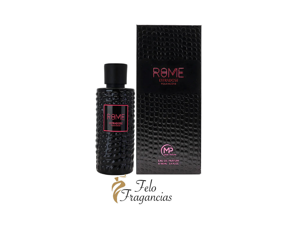 Men's EDP 100ml bottle with box; dark bottle and red 'RAME Extradoose' label