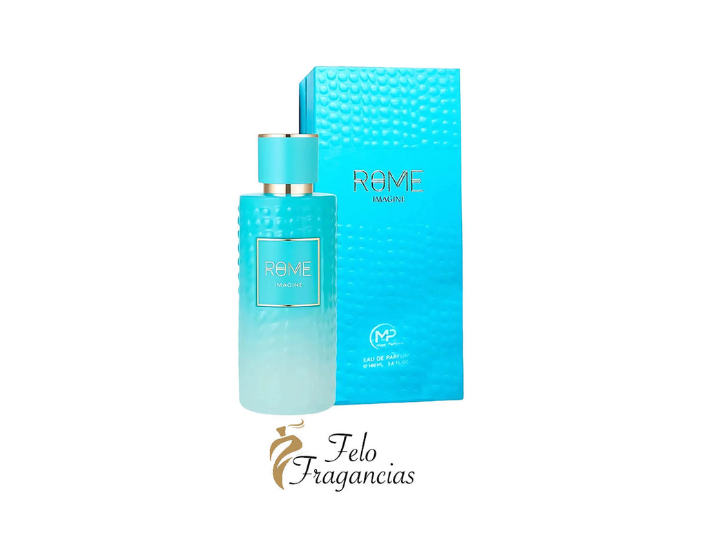 Rome Imagine unisex eau de parfum 100ml, blue glass bottle with gold cap and box