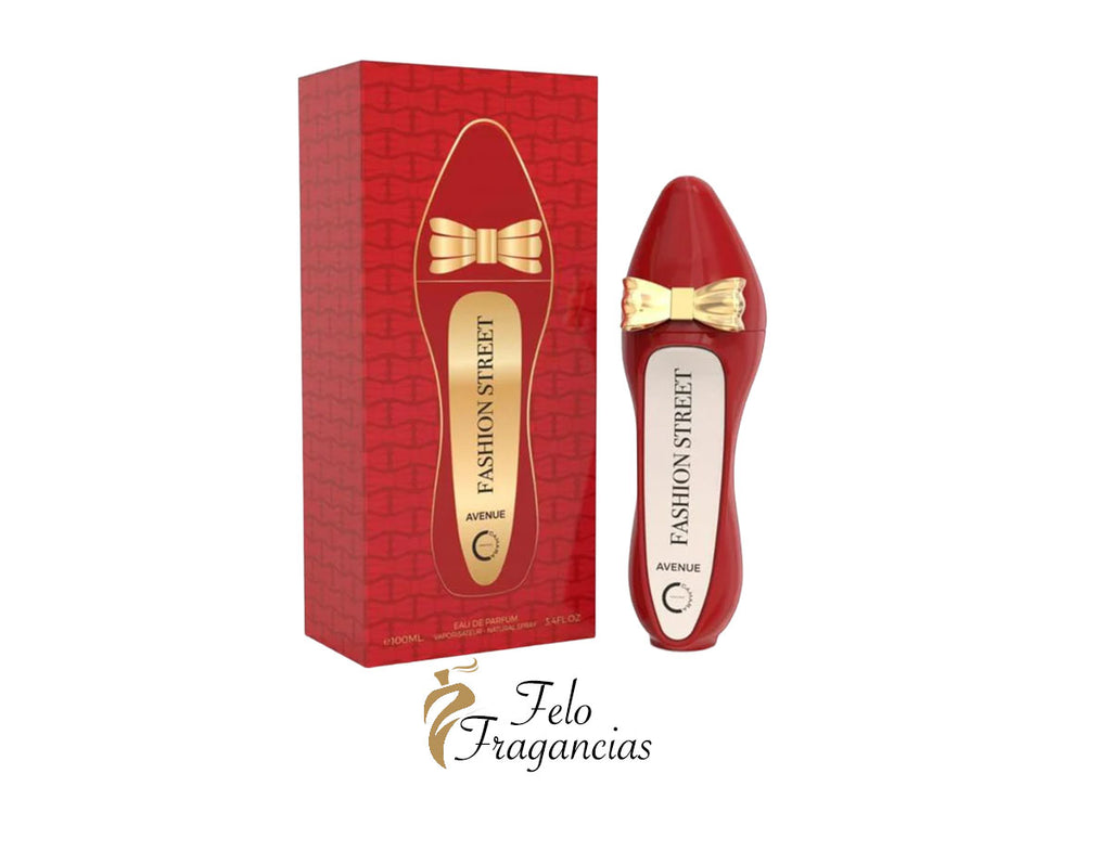 Fashion Street Avenue Eau de Parfum 100ml, red bottle with gold bow