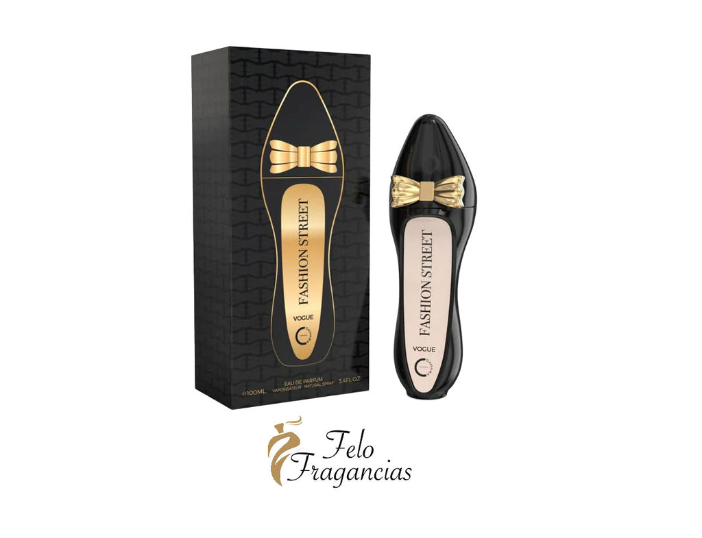 Fashion Vogue eau de parfum 100ml set: black bottle with gold bow, gift box