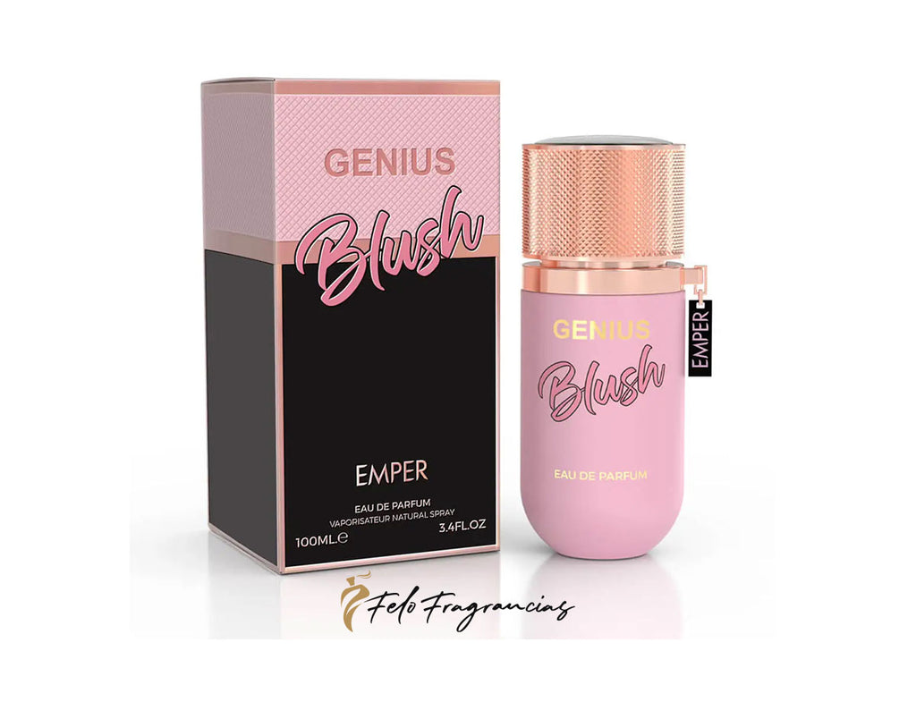 Emper Genius Blush eau de parfum 100ml, blush pink bottle and matching box