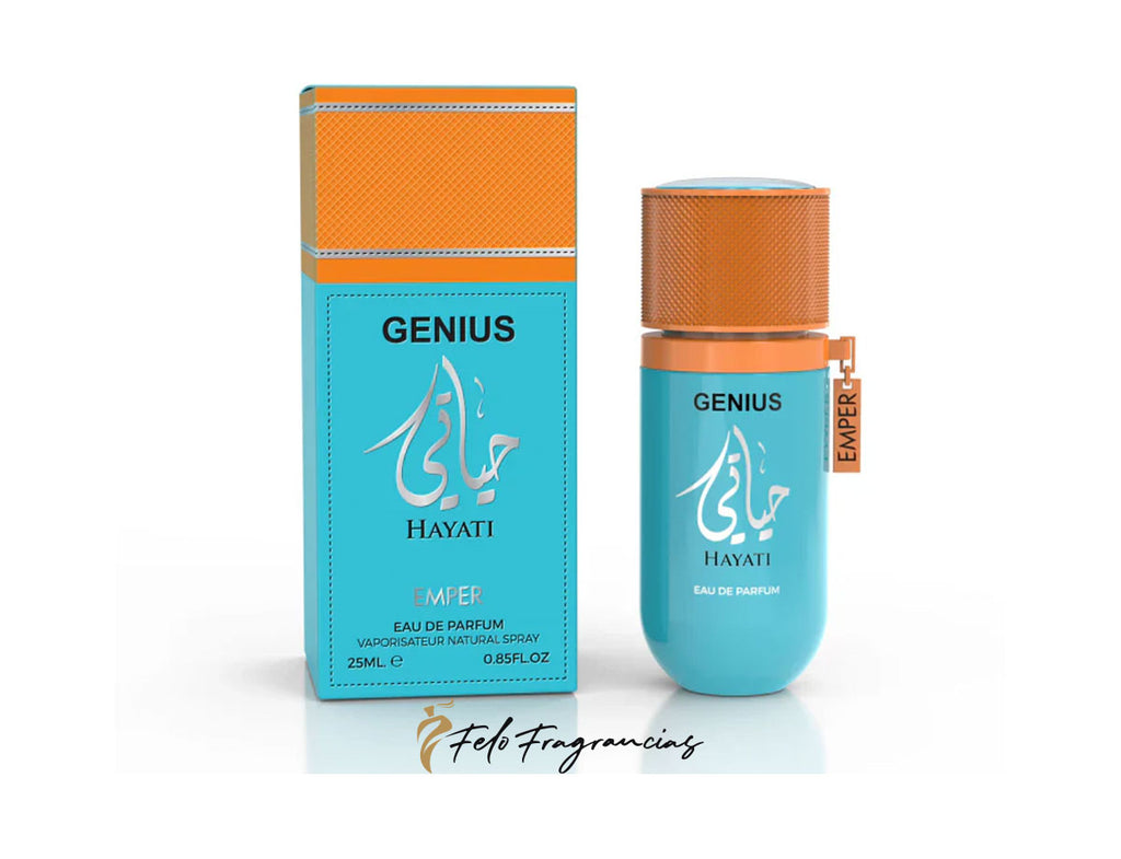 Emper Genius Hayati eau de parfum mini 25ml, boxed and bottle, blue label