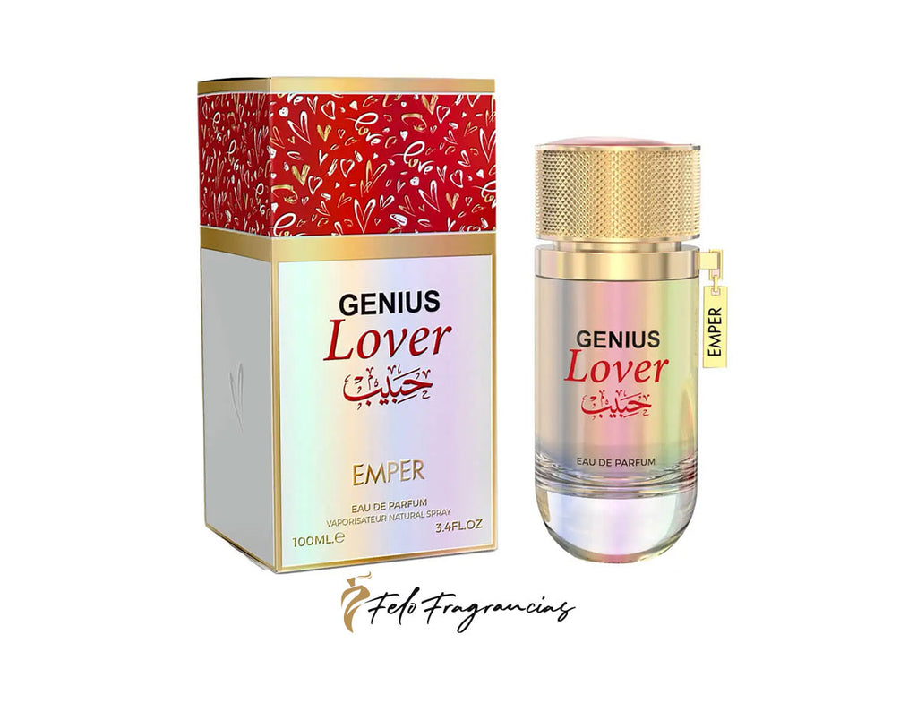Emper Genius Lover Eau de Parfum 100ml box and bottle, gold cap
