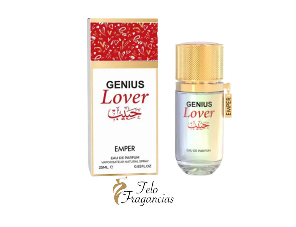 Genius Lover mini Eau de Parfum 25ml bottle with gold cap and matching box