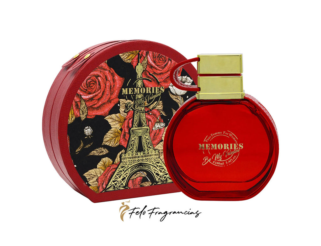 Memories be My Valentine eau de parfum 100ml red bottle with matching gift tin