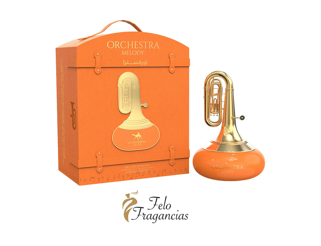 Orchestra Melody unisex Eau de Parfum gift box with orange glass bottle, 100ml