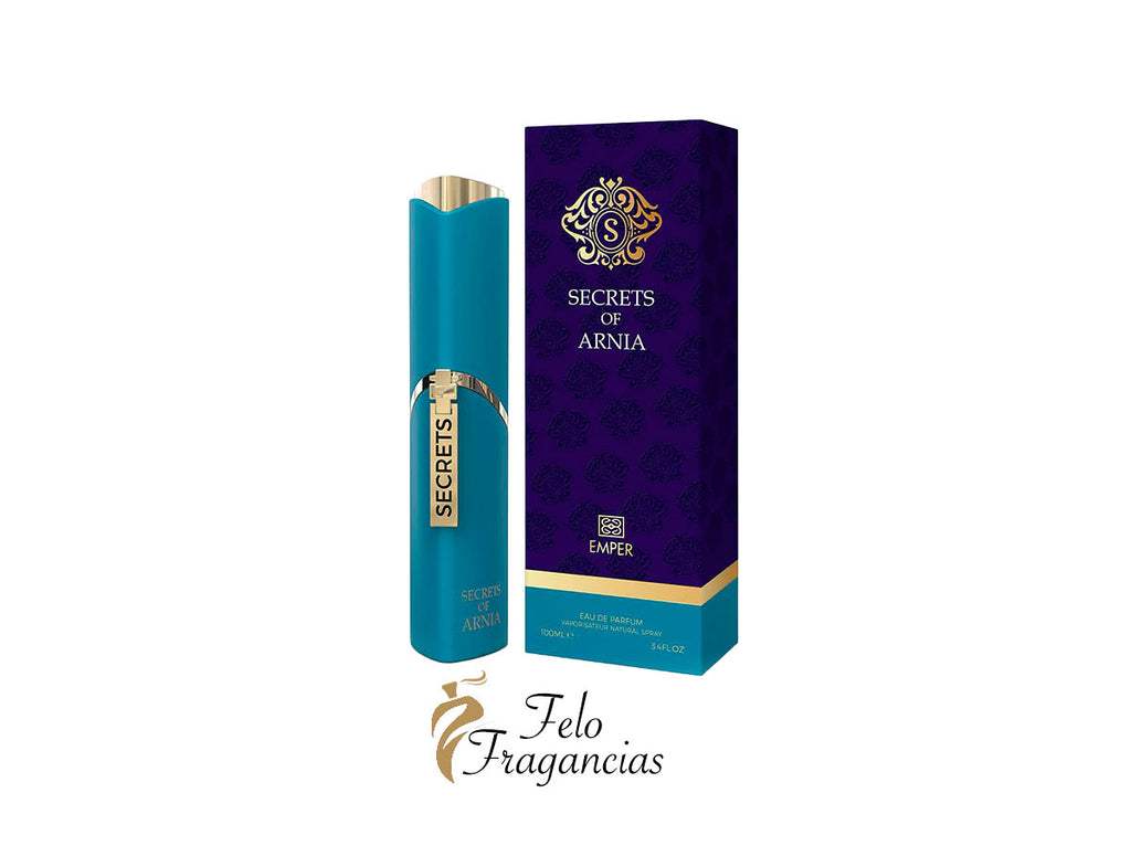 Perfume Eau de Parfum 100 ml con frasco turquesa y caja morada