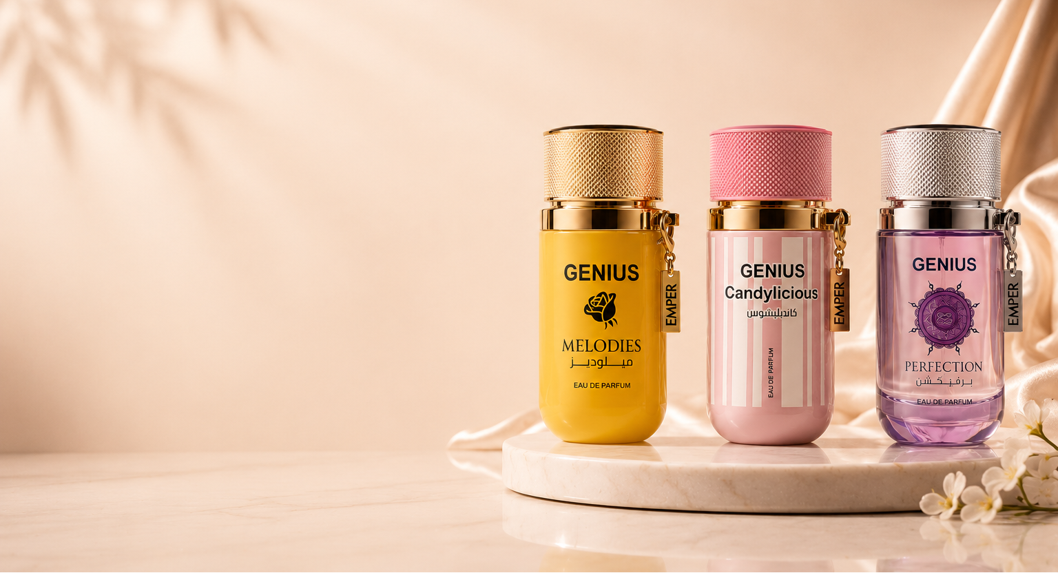 Emper Genius Eau de Parfum Collection - Melodies, Candylicious y Perfection - Felo Fragancias Shop
