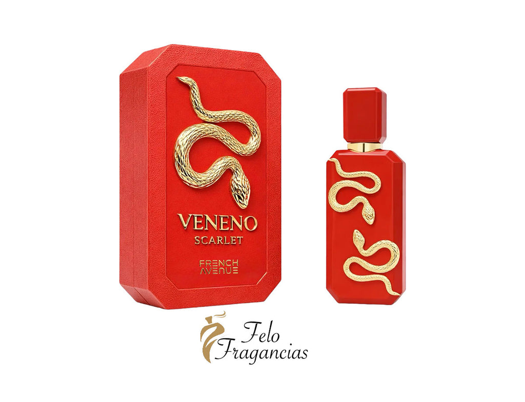 Veneno Scarlet Eau de Parfum 100ml red box and bottle with gold snake design