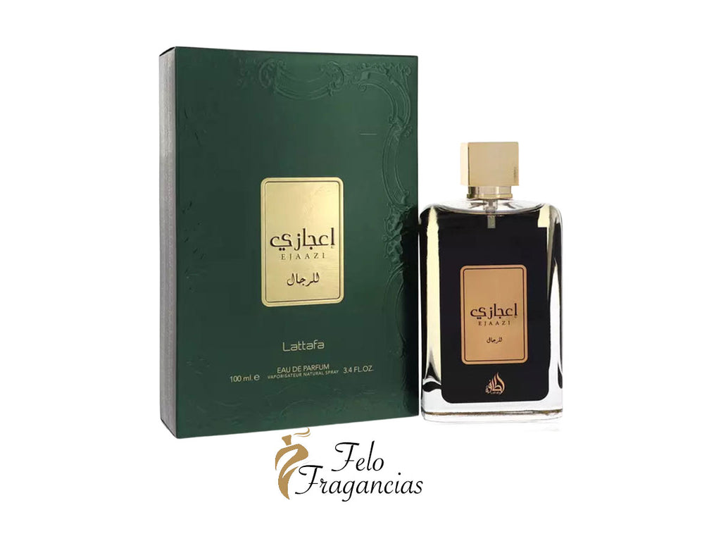 Ejaazi Men eau de parfum 100ml bottle with matching box, front view