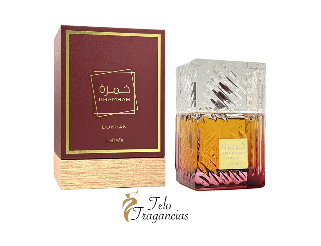 Khamrah Dukhan 100ml eau de parfum bottle with matching gift box