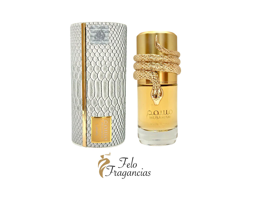 White textured box and gold-capped Eau de Parfum bottle, 100ml.