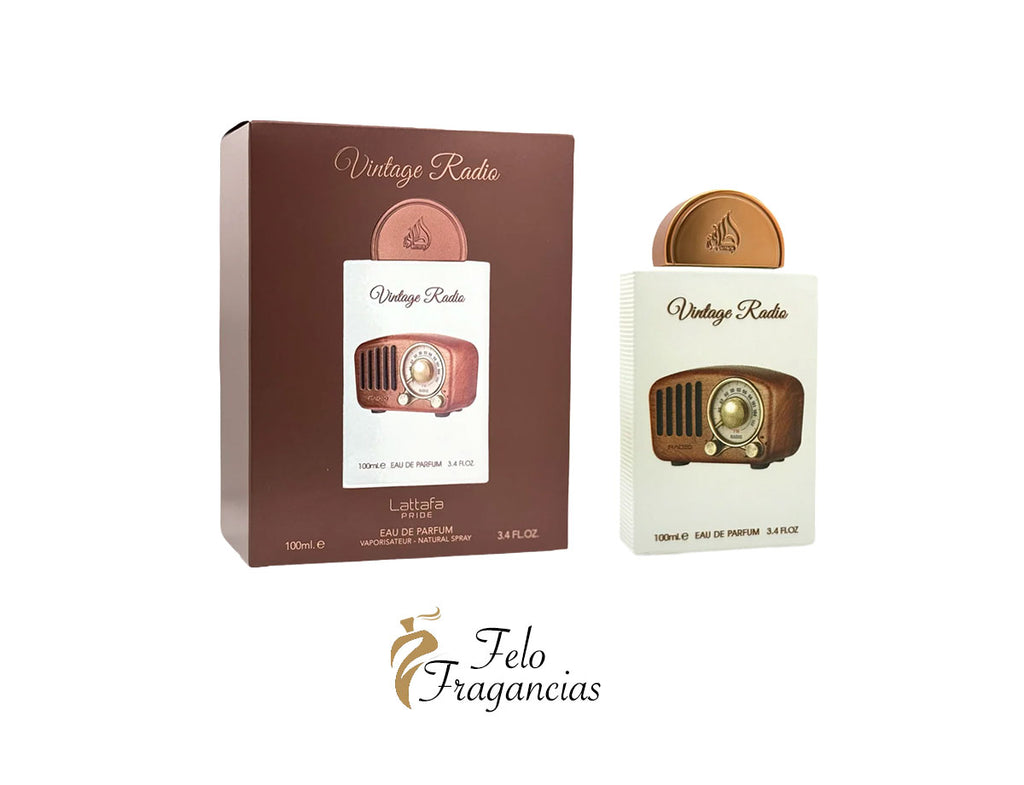 Vintage Radio Eau de Parfum 100ml boxed set, brown and white radio-themed packaging