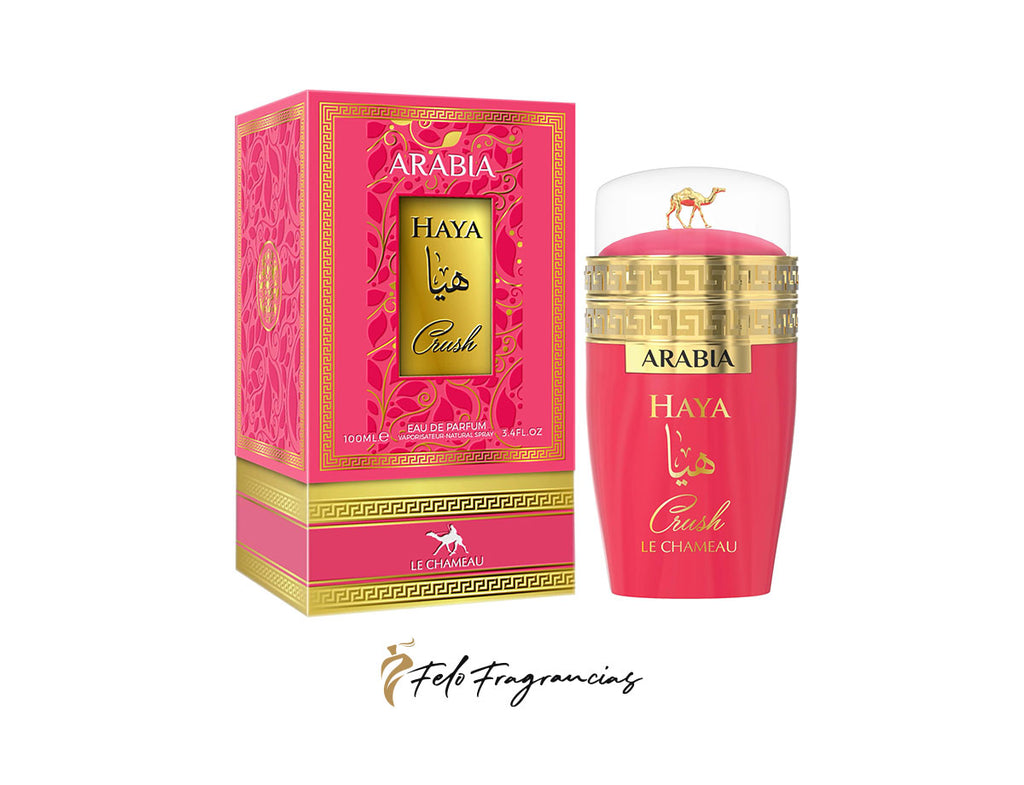 Arabia Haya Crush eau de parfum 100ml box and pink bottle