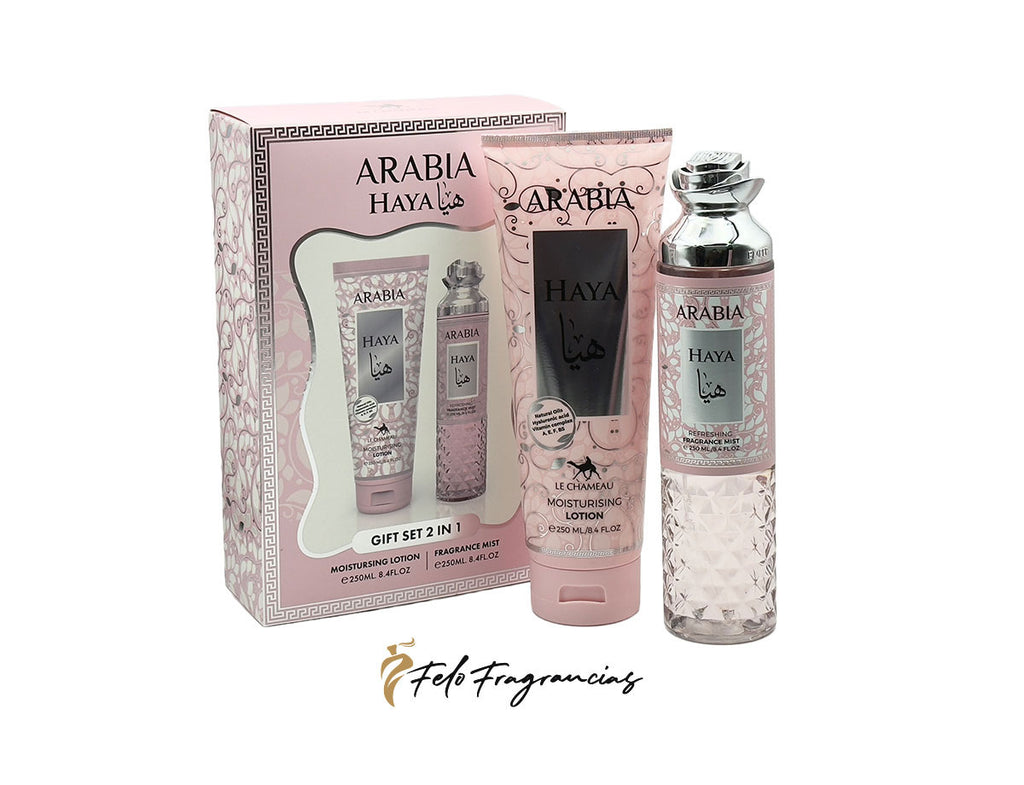 Set de regalo Le Chameau Arabia Haya 2 en 1 con colonia y crema, en caja