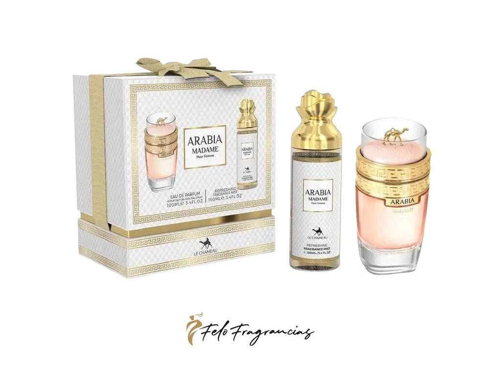 Arabia Madame 2-in-1 eau de parfum 100 ml gift set with boxed bottle and flacon