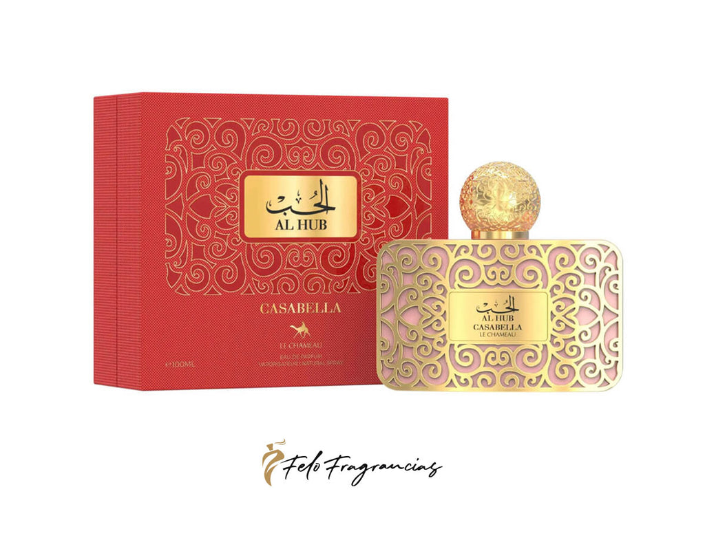 Casabella Al Hub eau de parfum 100ml gift box and glass bottle, gold accents