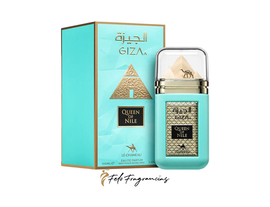 Giza Queen of Nile Eau de Parfum 100ml turquoise bottle with gold cap and box