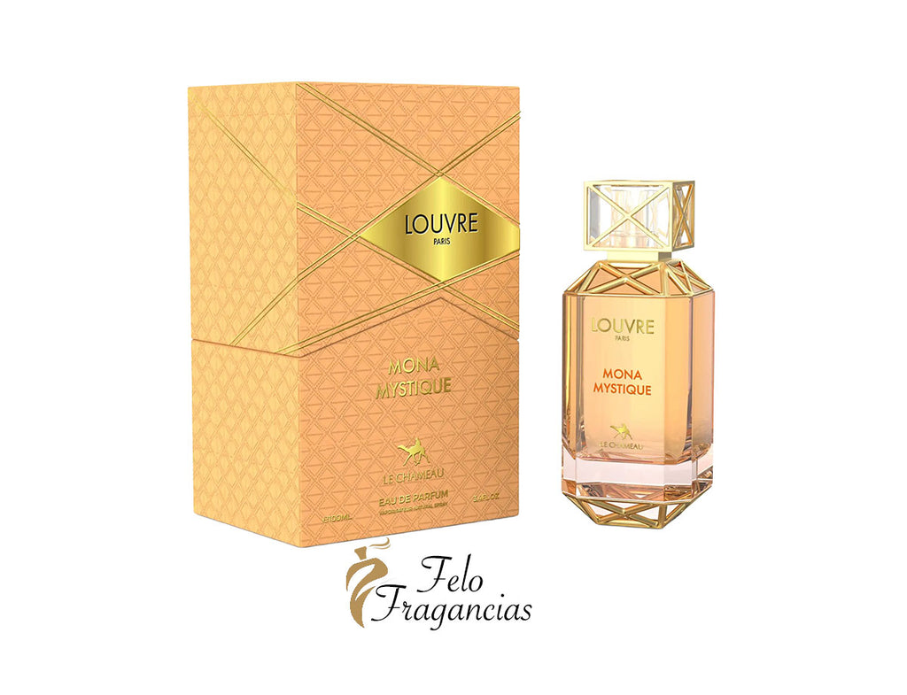 Louvre Mona Mystique 100ml eau de parfum bottle with gold box packaging