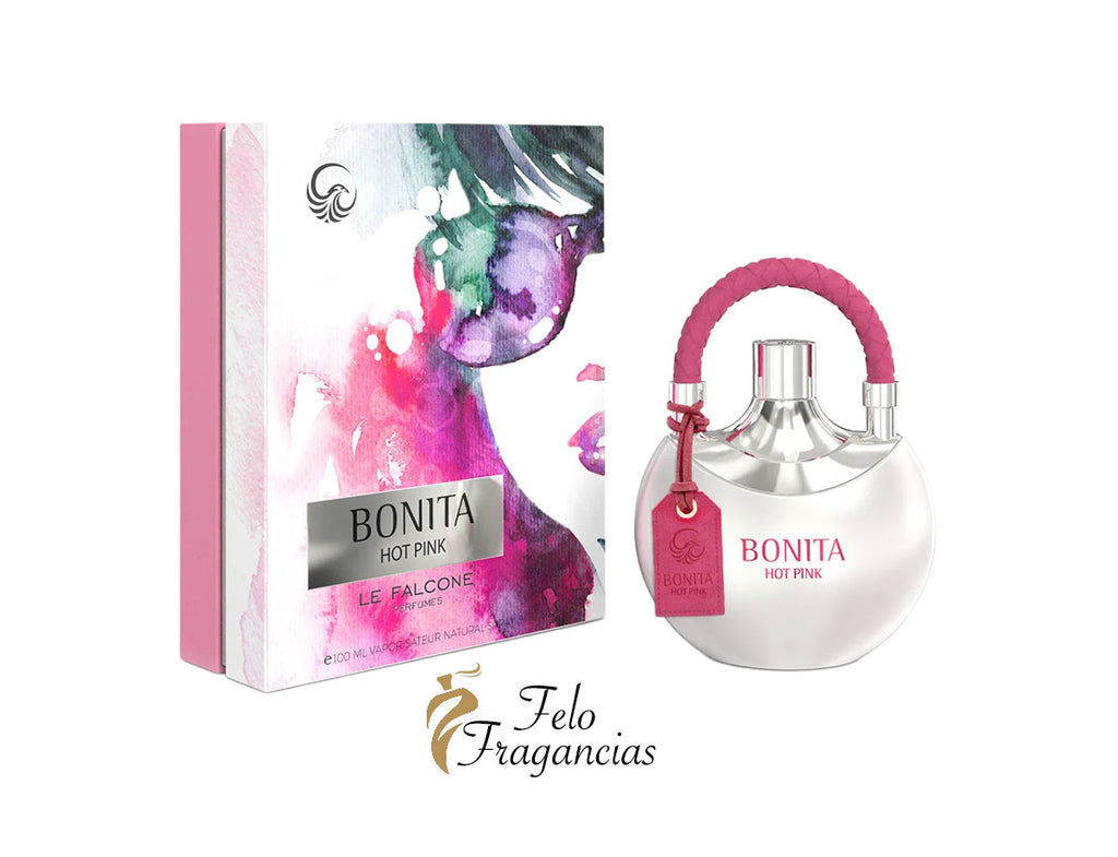 Perfume Bonita La Rose Pink, frasco 100 ml con tapón rosa