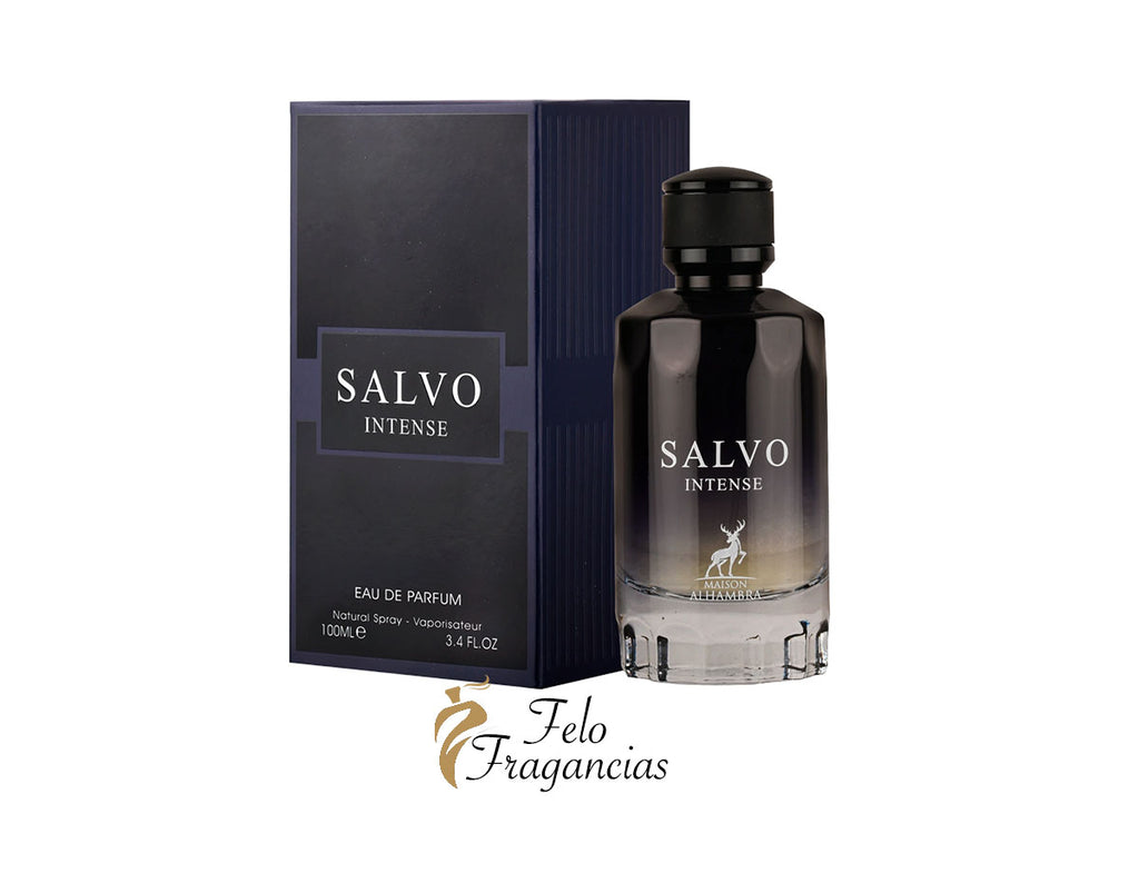 Salvo Intense eau de parfum 100ml black glass bottle with matching box