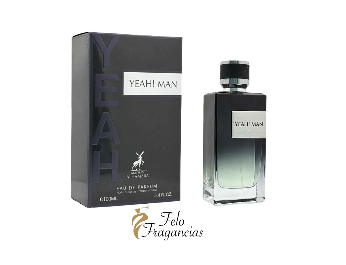 Yeah! Man Eau de Parfum 100ml bottle with black cap and matching product box