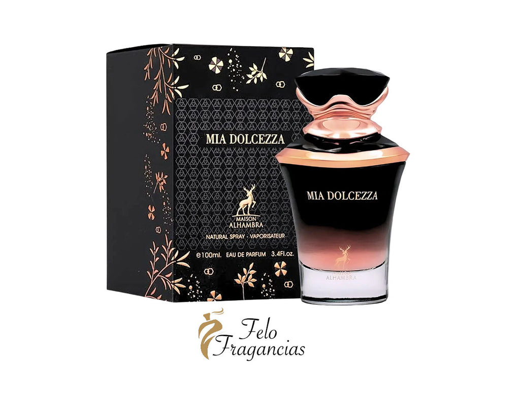 Mia Dolcezza Eau de Parfum 100ml bottle with black floral gift box