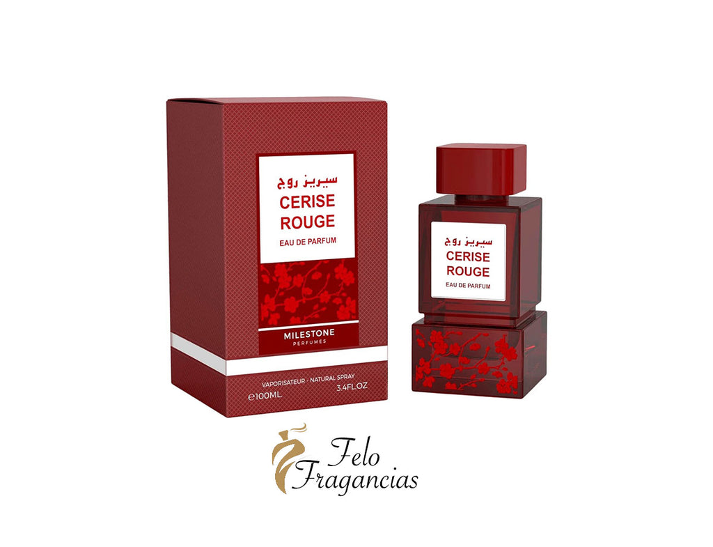 Cerise Rouge Eau de Parfum 100ml red spray bottle with matching gift box.