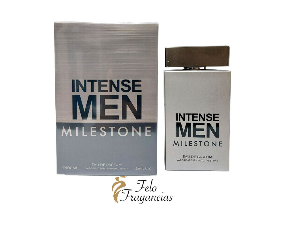 Milestone Intense Men eau de parfum 100 ml box and spray bottle