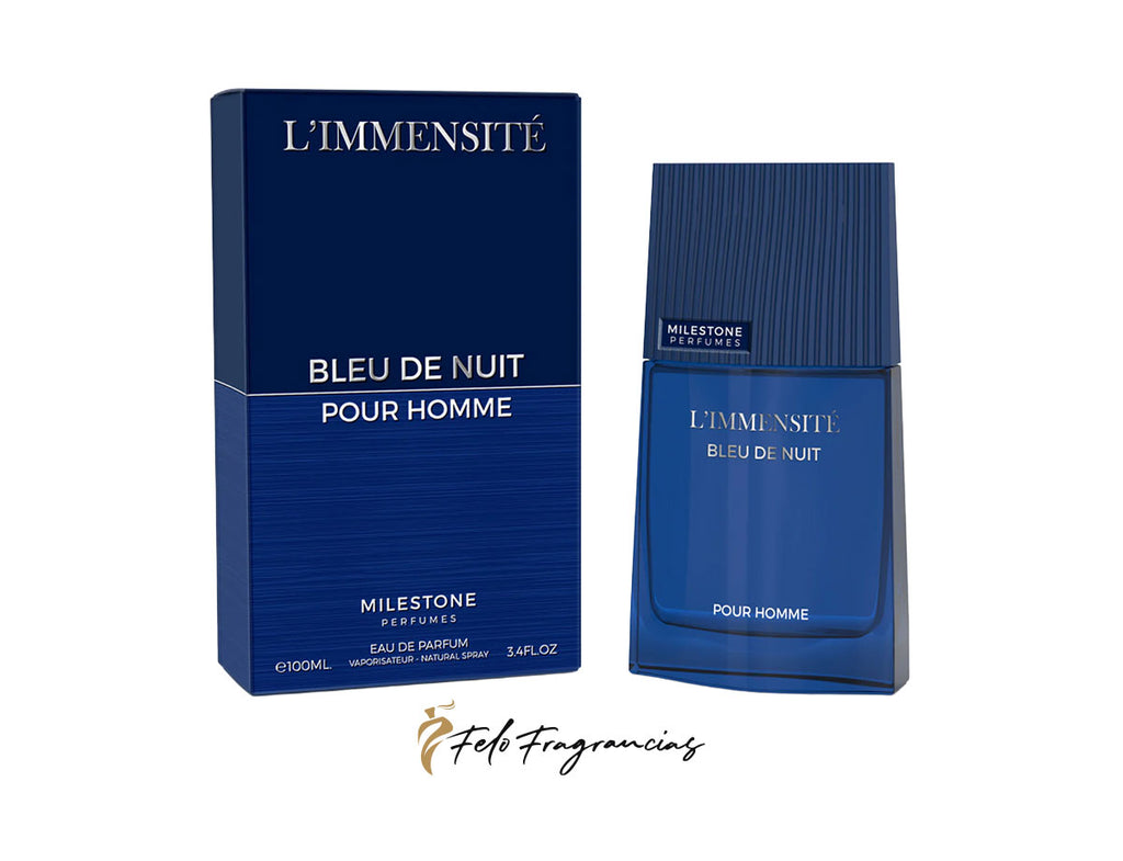 L'Immensité Bleu de Nuit eau de parfum for men, 100 ml blue box and bottle