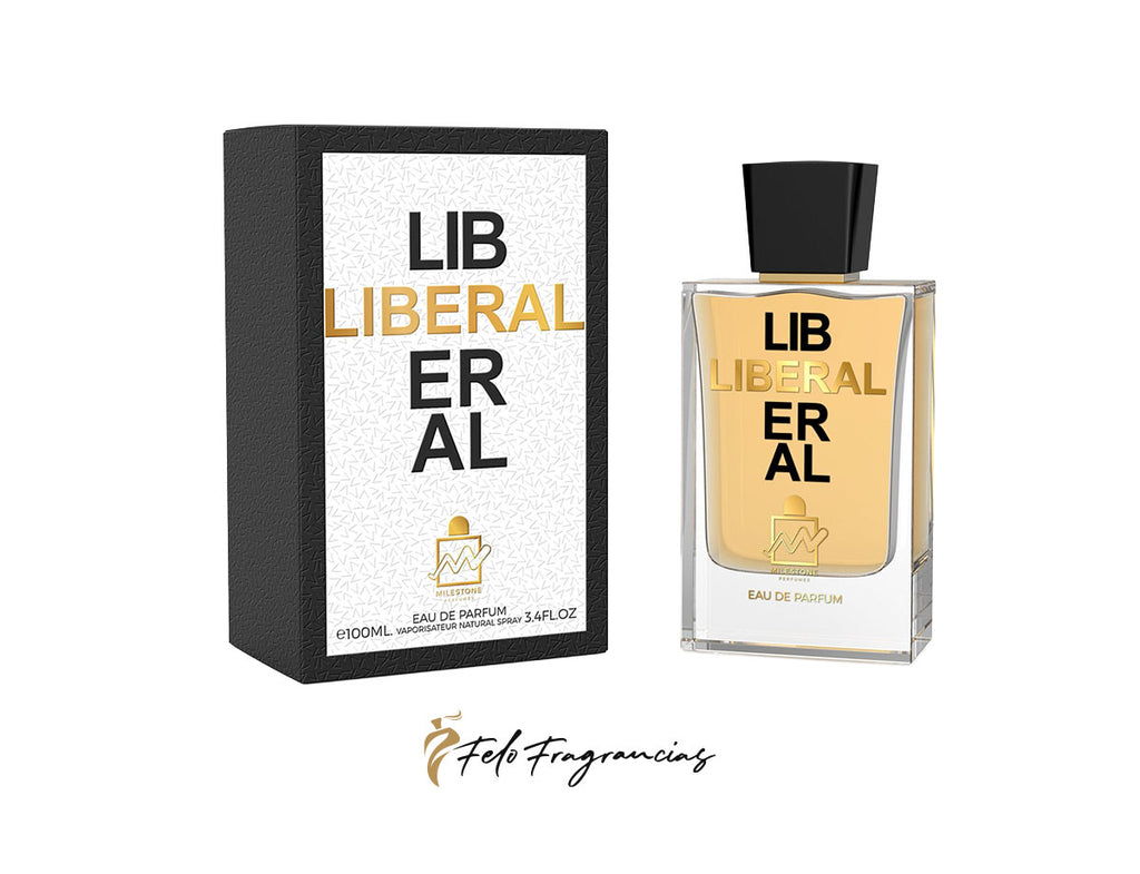 LIBERAL Eau de Parfum 100ml glass bottle with matching box, front view