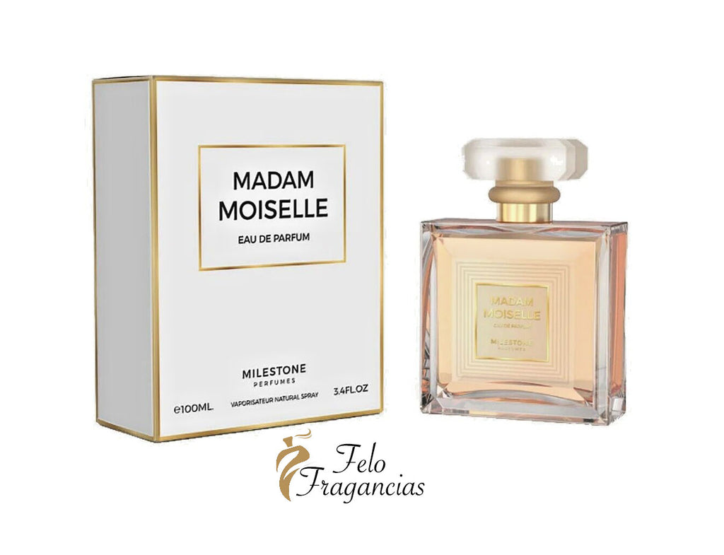 Madam Moiselle Eau de Parfum 100ml, box and glass bottle with cap