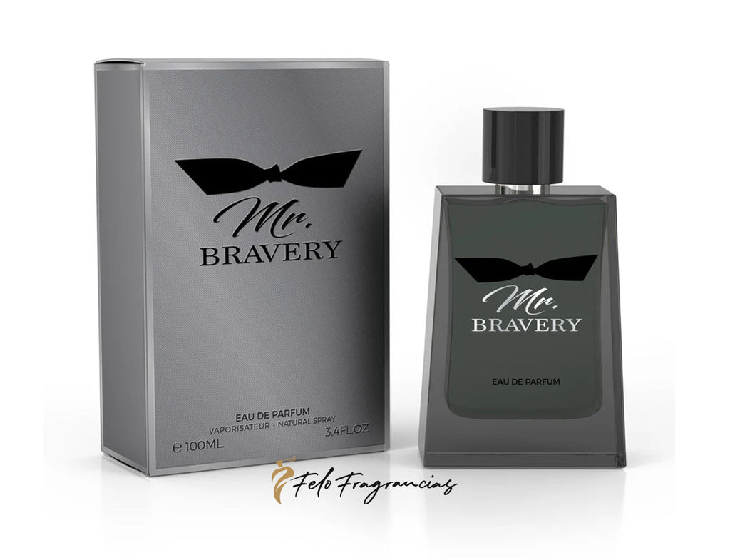 Milestone Mr Bravery Eau de Parfum bottle and 100ml box, dark green glass