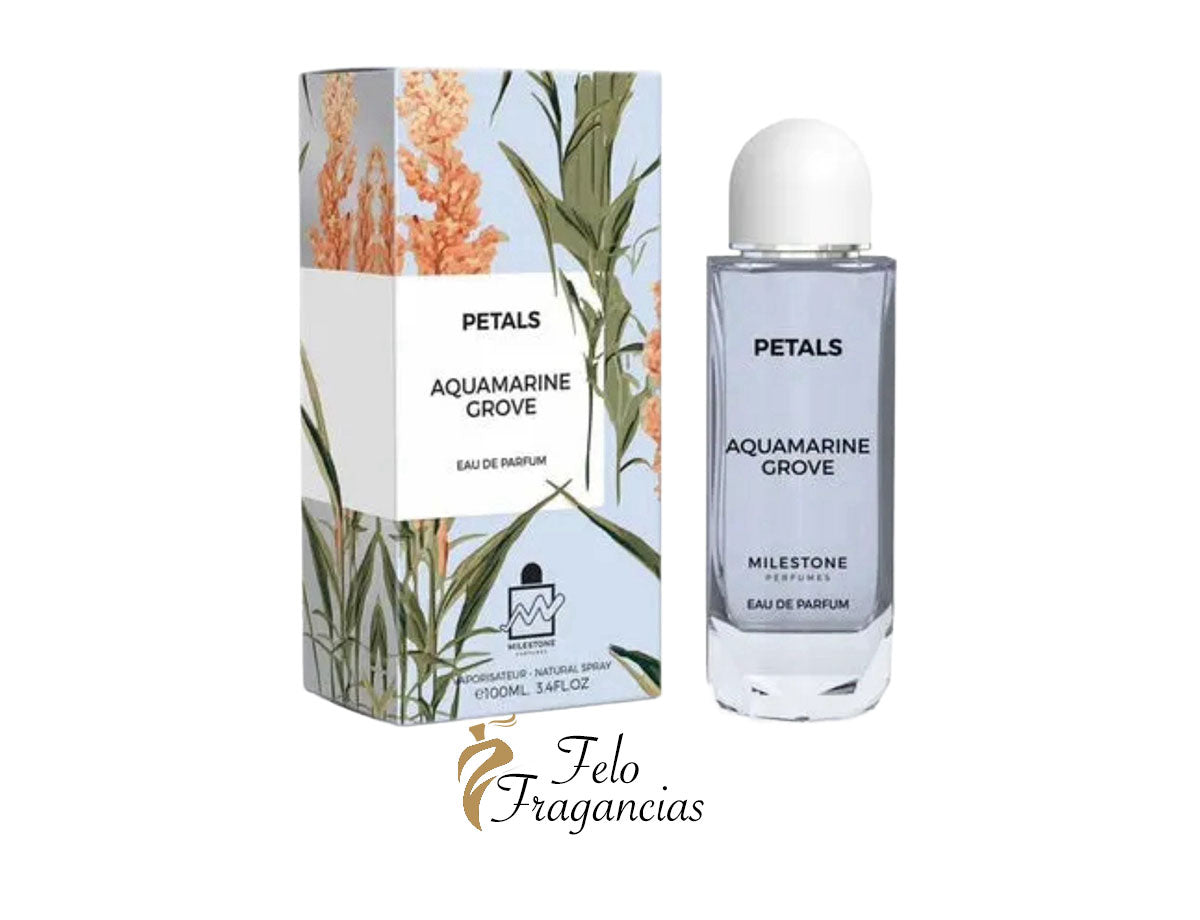 Petals Aquamarine Grove eau de parfum 100ml bottle and box