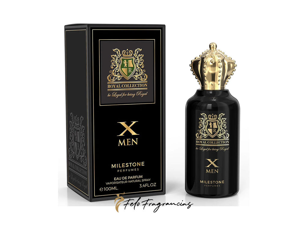 Royal Collection X Men eau de parfum 100ml, black bottle with gold crest label and box