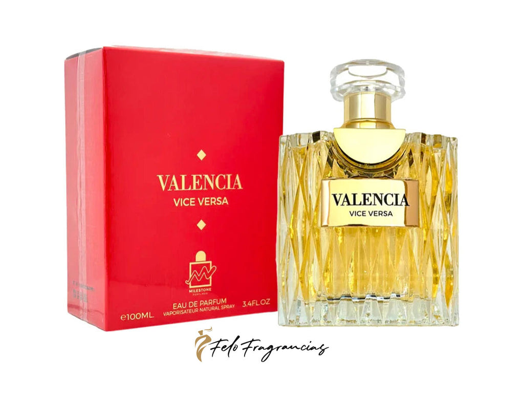 Valencia Vice Versa eau de parfum 100ml bottle and red boxed packaging