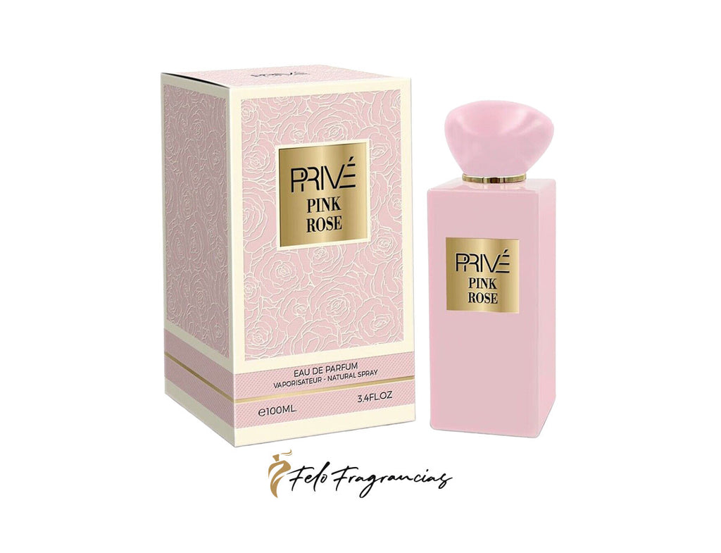 Pink Rose eau de parfum bottle with matching box, 100ml.