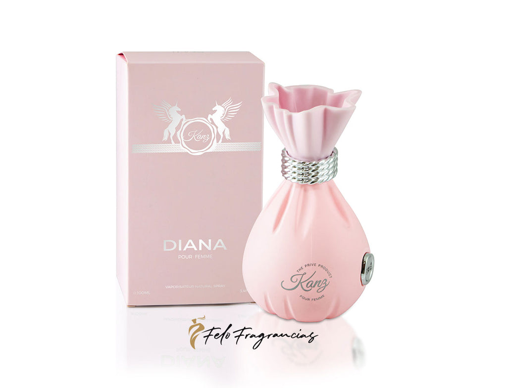 Prive Kanz Diana 100ml pink perfume bottle with matching box