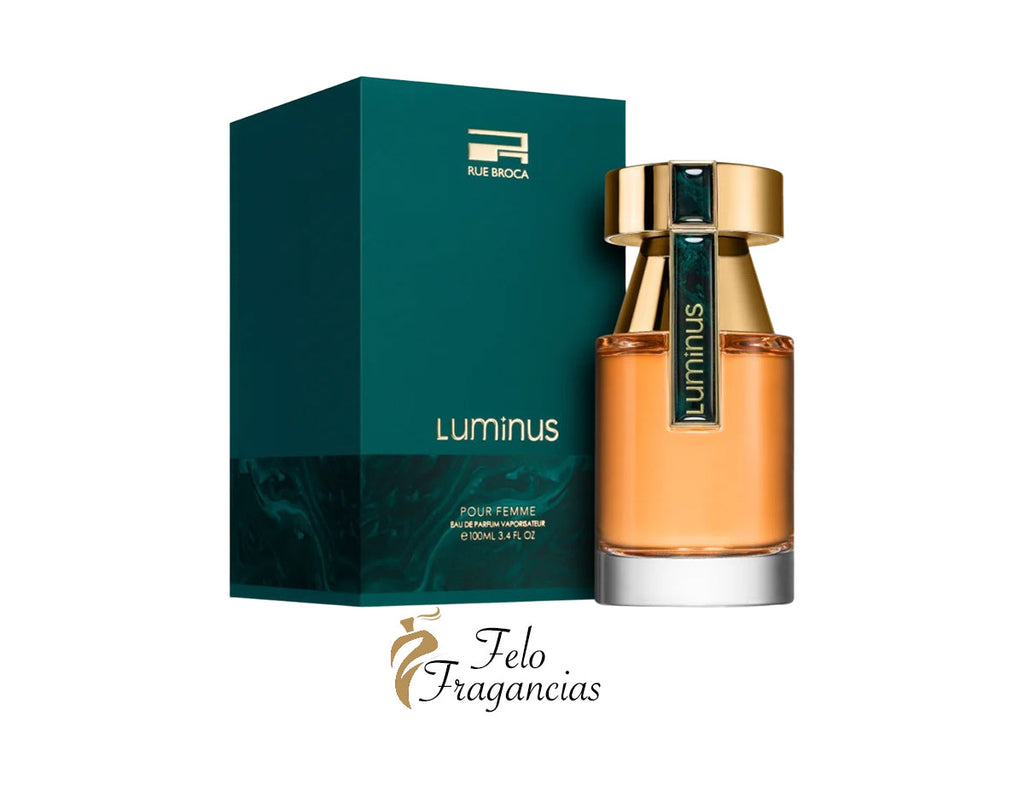 Luninus eau de parfum 100ml spray bottle with teal box and gold cap