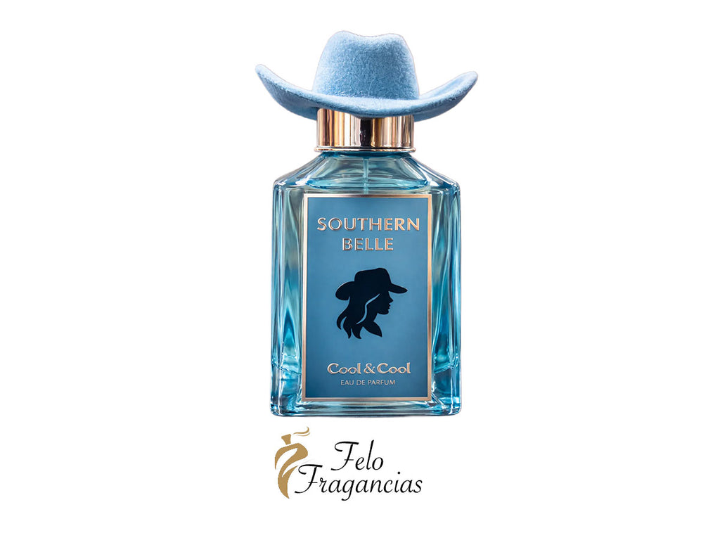 Southern Belle Rodeo eau de parfum 100ml bottle with blue cowboy hat