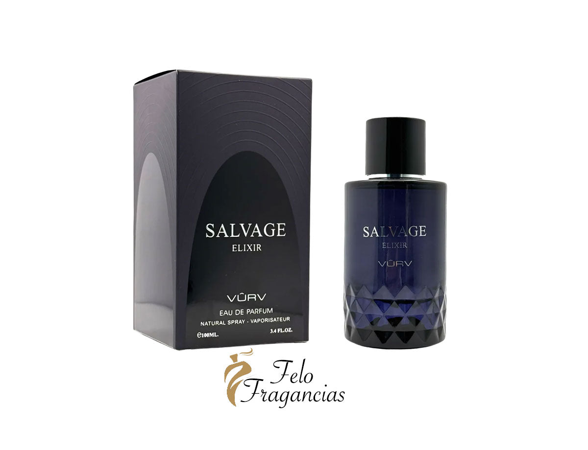Salvage Elixir Eau de Parfum 100ml—bottle and boxed package, blue glass