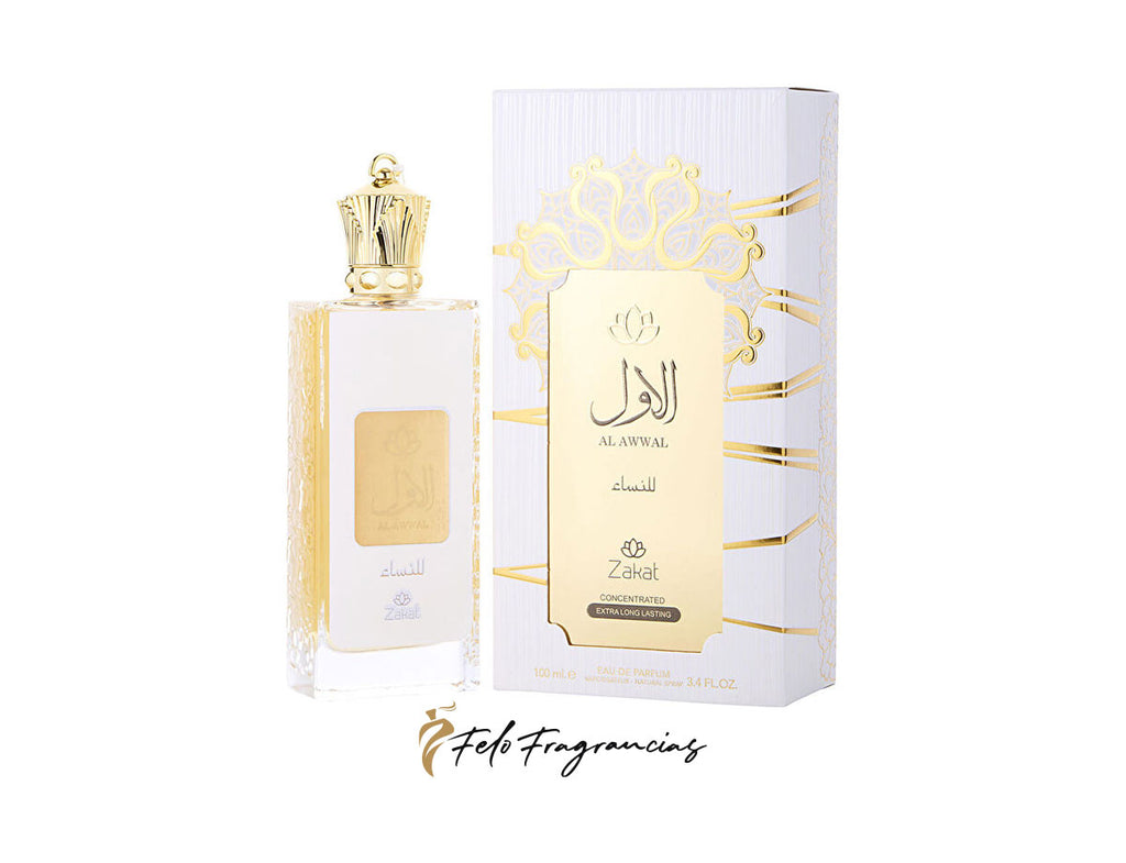 Women's eau de parfum bottle with ornate cap and matching box, 100 ml