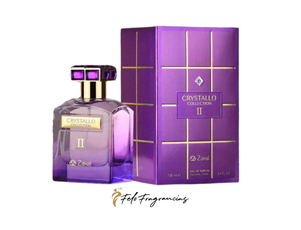 Crystallo Collection II eau de parfum 100ml bottle with purple box, glass spray bottle